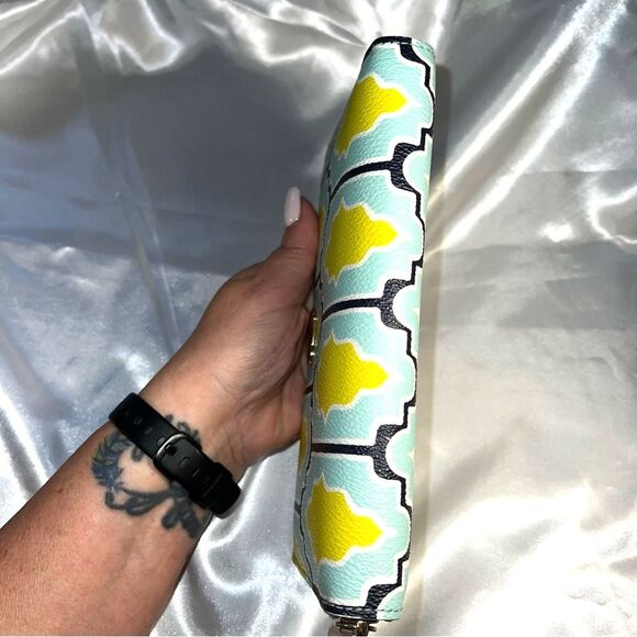 Kate Spade Cabana Tile Lacey Yellow and Blue Geometric Wallet - Picture 8 of 14